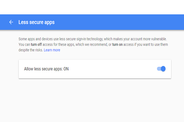 gmail less secure apps setting